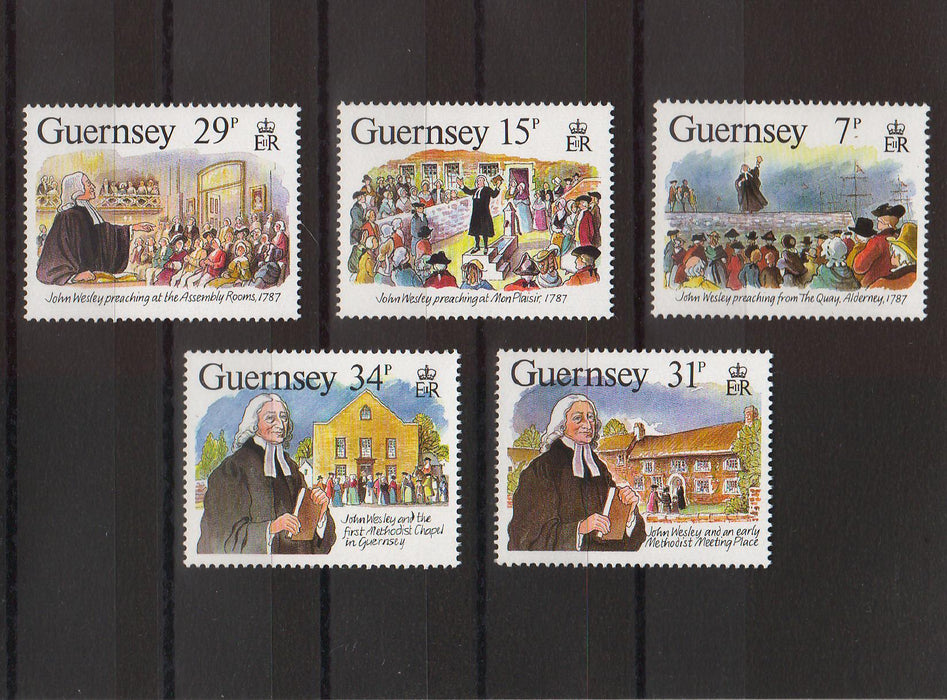 Guernsey 1987 Visit of John Wesley Bicentenary, Religious Reformer cv. 4.65$ (TIP A)