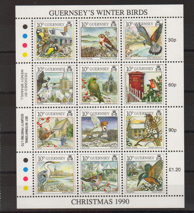 Guernsey 1990 Christmas Guernsey's Winter Birds cv. 5.00$ (TIP A)