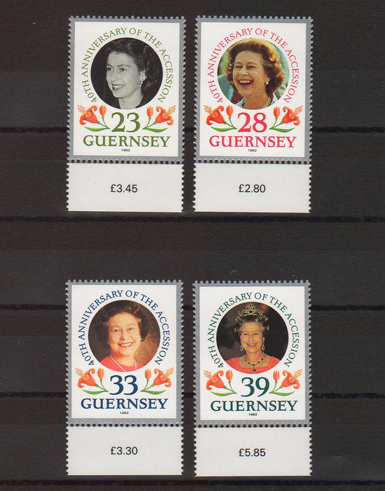 Guernsey 1991 Queen Elizabeth II's Accession to Throne 40th Anniversary cv. 4.85$ (TIP A)