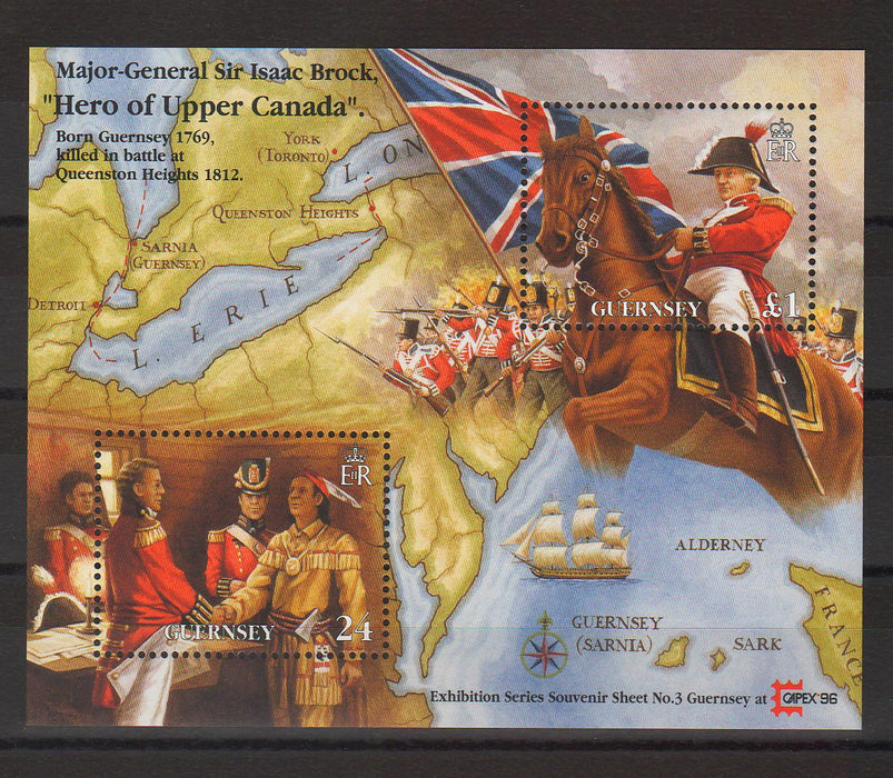 Guernsey 1996 Sir Issac Brock, British Commander in Upper Canada cv. 5.00$ (TIP A)