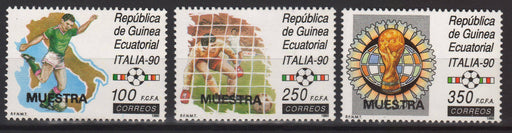 Equatorial Guinea 1990 World Cup Soccer Championships Specimen (Muestra) Sc #143-145 c.v. 4.10$ - (TIP A) in Stamps Mall