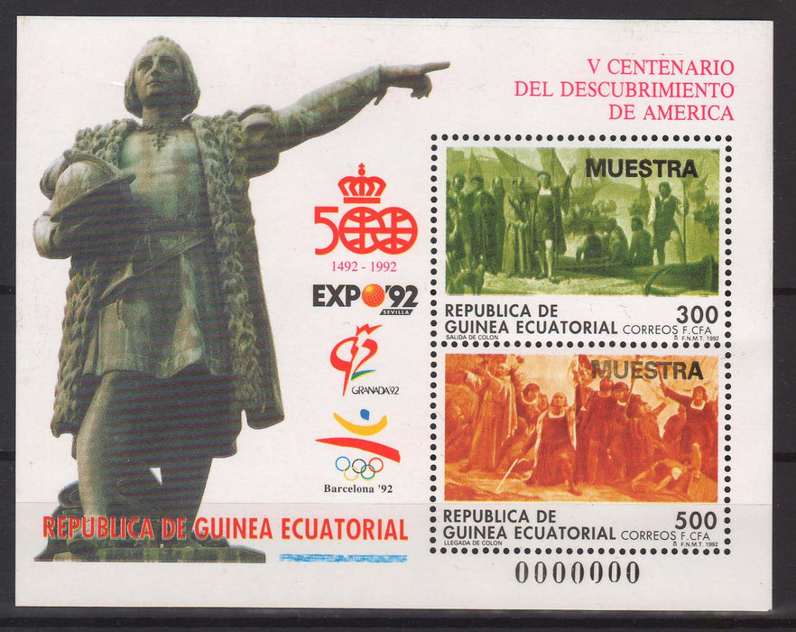 Equatorial Guinea 1992 Discovery of America. 500th Anniv. Specimen (Muestra) Sc #172 c.v. 22.50$ - (TIP C) in Stamps Mall