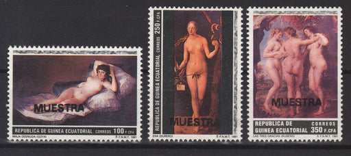 Equatorial Guinea 1991 Paintings Specimen (Muestra) Sc #156-158 c.v. 8.00$ - (TIP C) in Stamps Mall