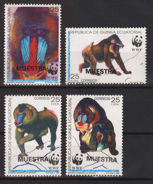 Equatorial Guinea 1991 World Wildlife Fund (WWF) Specimen (Muestra) Sc #159-162 c.v. 10.00$ - (TIP C) in Stamps Mall