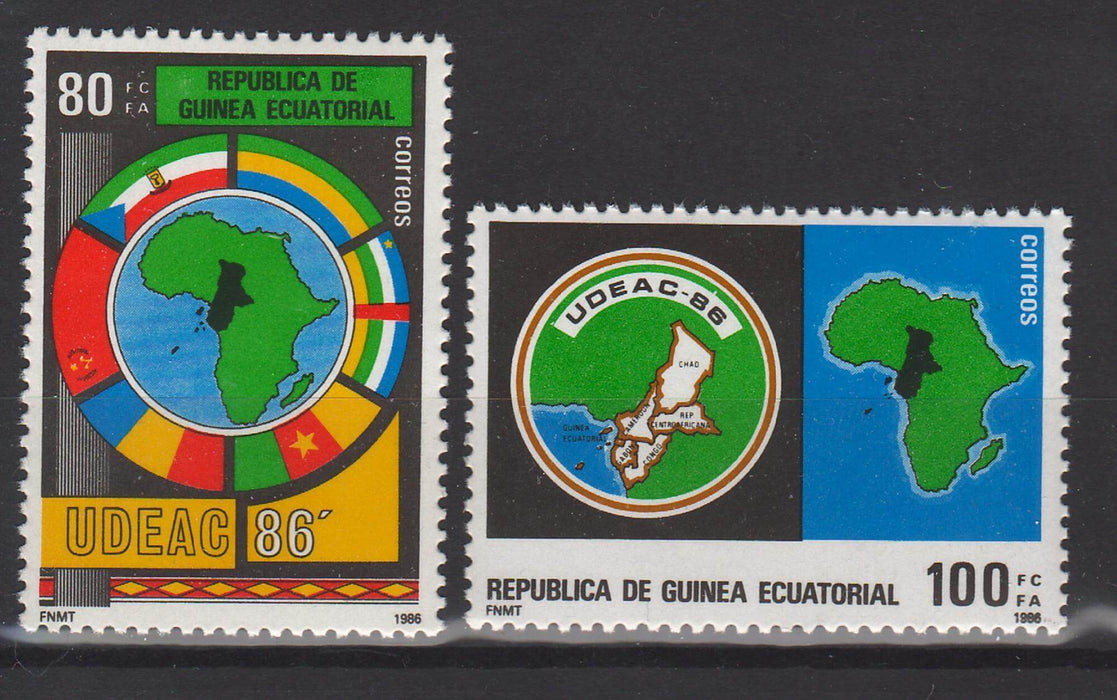 Equatorial Guinea 1986 Conf. Of the Union of Central African States Sc #107-108 c.v. 2.15$ (TIP A) in Stamps Mall