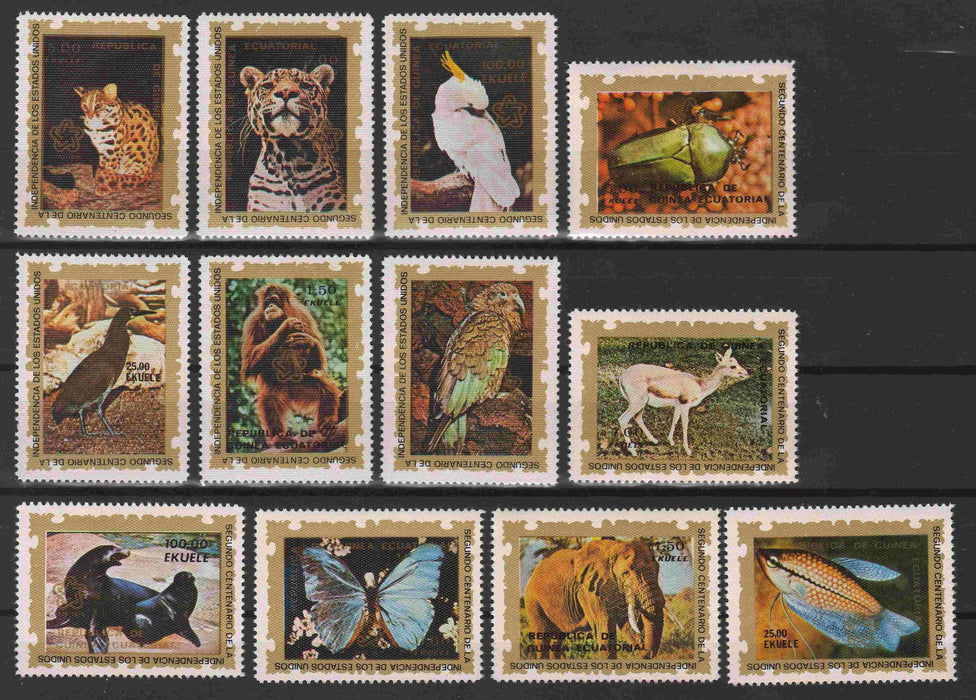 Equatorial Guinea 1976 Fauna complet set ol 12 - (TIP B) in Stamps Mall