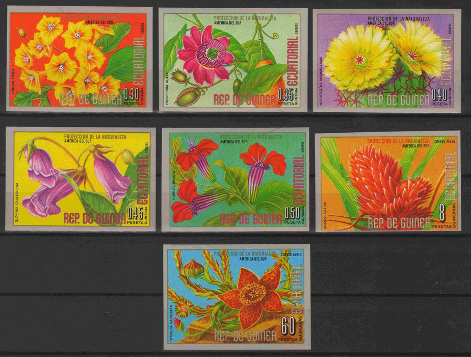 Equatorial Guinea 1976 South American Flowers imperforated complet set of 7 - (TIP B) in Stamps Mall
