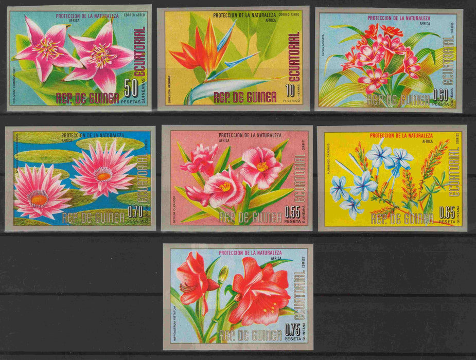 Equatorial Guinea 1976 African Flowers imperforated complet set of 7 - (TIP B) in Stamps Mall