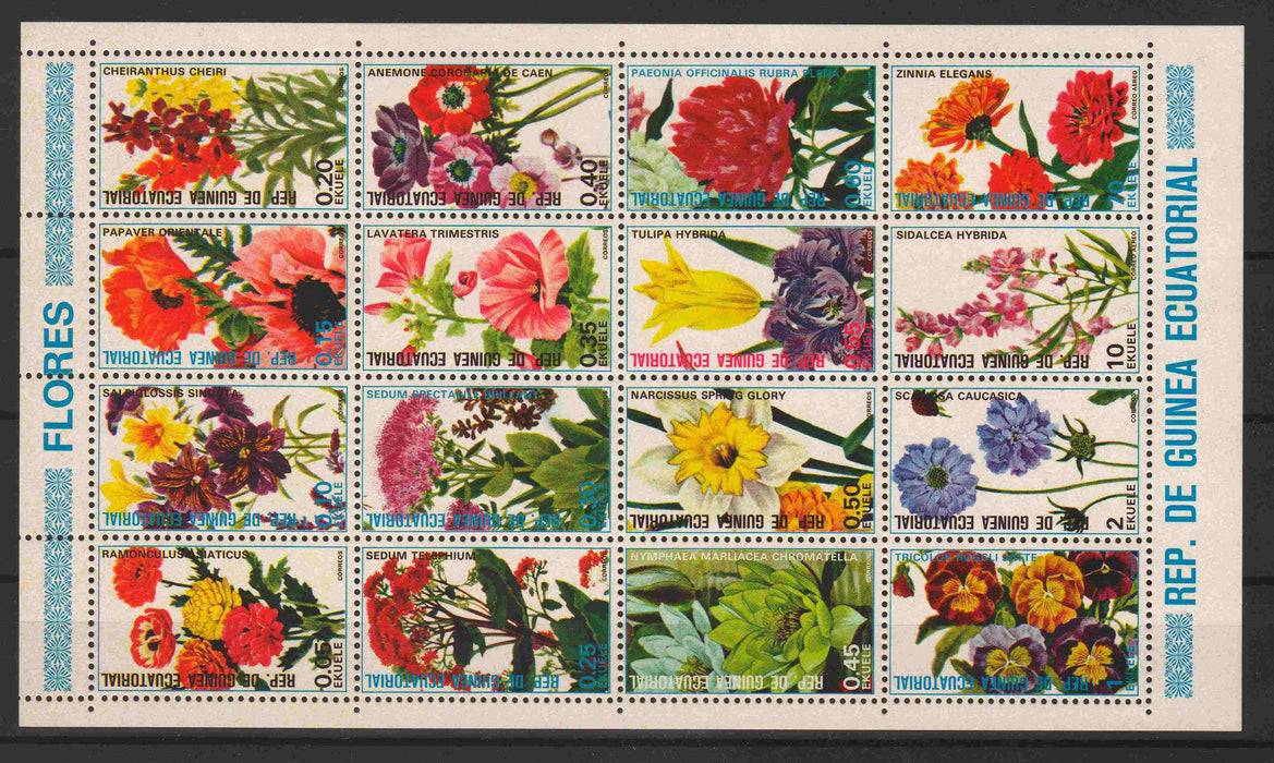 Equatorial Guinea 1974 Flowers various species  set o 16 - (TIP B) in Stamps Mall
