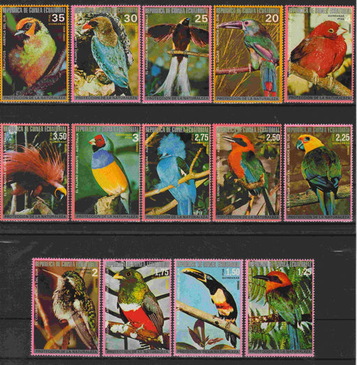 Equatorial Guinea 1974 Australien and South America Birds complet set of 14 - (TIP A) in Stamps Mall