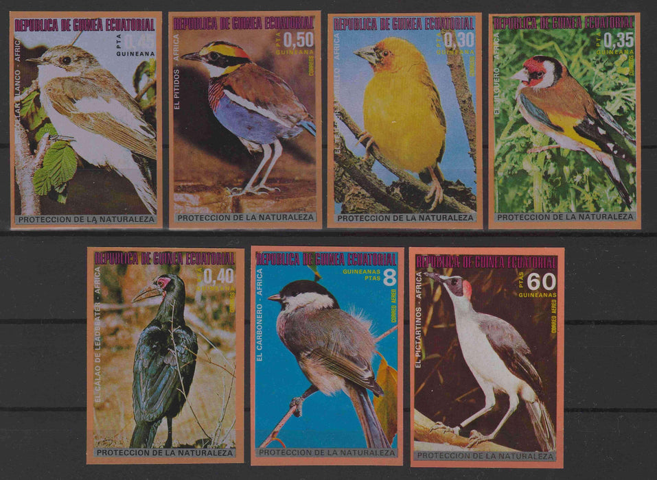 Equatorial Guinea 1976 African Birds imperforated complet set of 7 - (TIP B) in Stamps Mall