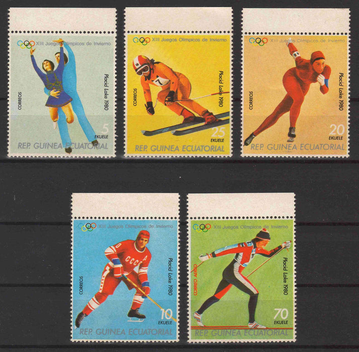 Equatorial Guinea 1980 Winter Olympics Lake Placid complet set of 5 - (TIP A) in Stamps Mall