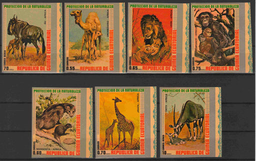 Equatorial Guinea 1974 African Animals imperforated complet set of 7 - (TIP B) in Stamps Mall