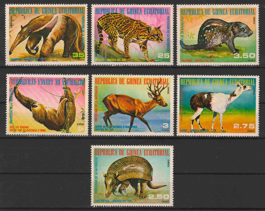 Equatorial Guinea 1977 South American Animals complet set of 7 - (TIP A) in Stamps Mall