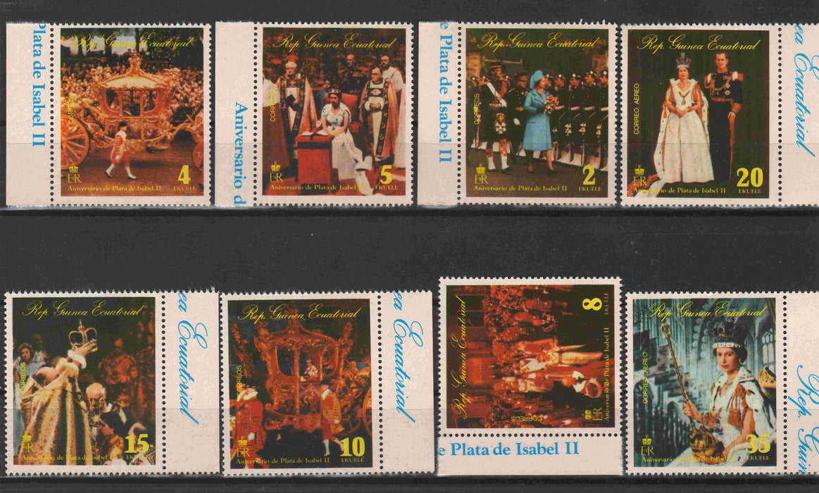 Equatorial Guinea 1977 Elizabeth II Silver Jubilee complet set of 8 - (TIP A) in Stamps Mall