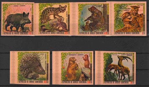 Equatorial Guinea 1976 European Animals Imperforated complet set of 7 - (TIP B) in Stamps Mall