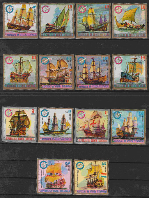 Equatorial Guinea 1975 Conquerors of the Sea complet set of 14 - (TIP A) in Stamps Mall