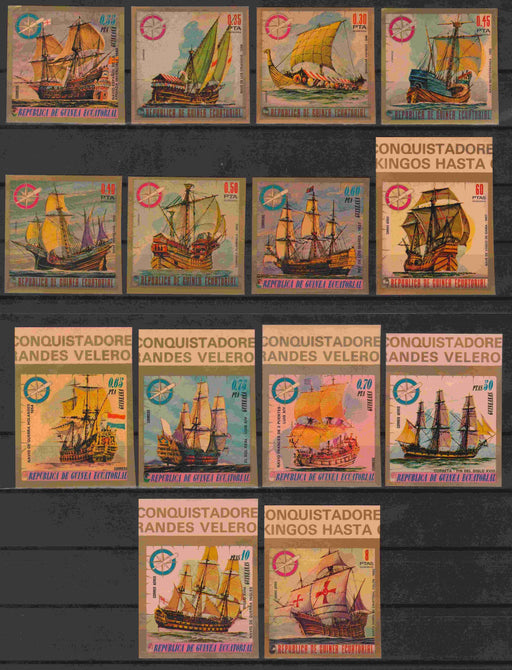 Equatorial Guinea 1975 Conquerors of the Sea imperforated complet set of 14 - (TIP B) in Stamps Mall