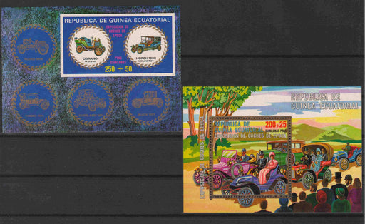 Equatorial Guinea 1976 Ancient Automobiles souvenir sheet perf. and imperf. - (TIP B) in Stamps Mall