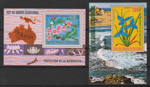 Equatorial Guinea 1976 Oceania Flowers souvenir sheet perf. and imperf. - (TIP B) in Stamps Mall