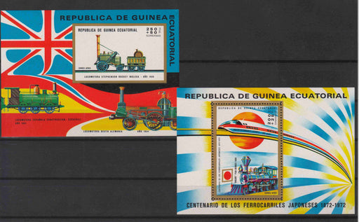 Equatorial Guinea 1972 Japanese Railroad Centenary souvenir sheet perf. and imperf. - (TIP B) in Stamps Mall