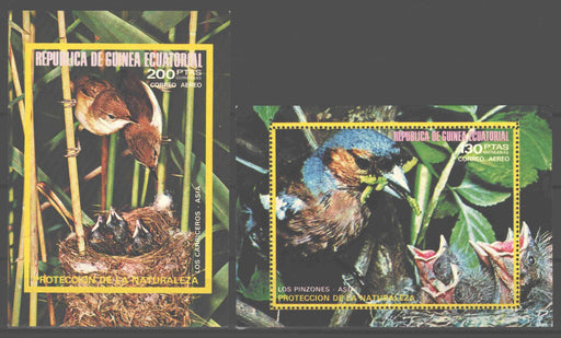 Equatorial Guinea 1976 Asian Birds souvenir sheet perf. and imperf. - (TIP B) in Stamps Mall