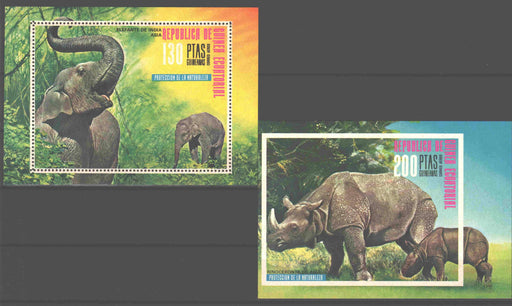 Equatorial Guinea 1976 Asian Animals souvenir sheet perf. and imperf. - (TIP B) in Stamps Mall