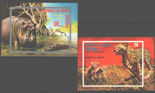 Equatorial Guinea 1974 African Animals souvenir sheet perf. and imperf. - (TIP B) in Stamps Mall