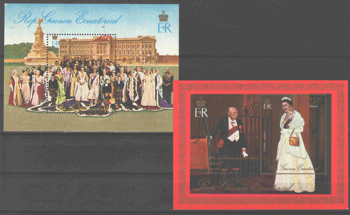 Equatorial Guinea 1977 Elizabeth II Silver Jubilee souvenir sheet perf. and imperf. - (TIP B) in Stamps Mall