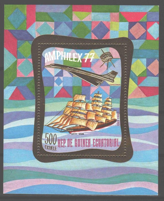 Equatorial Guinea 1977 AMPHILEX souvenir sheet perf. - (TIP B) in Stamps Mall