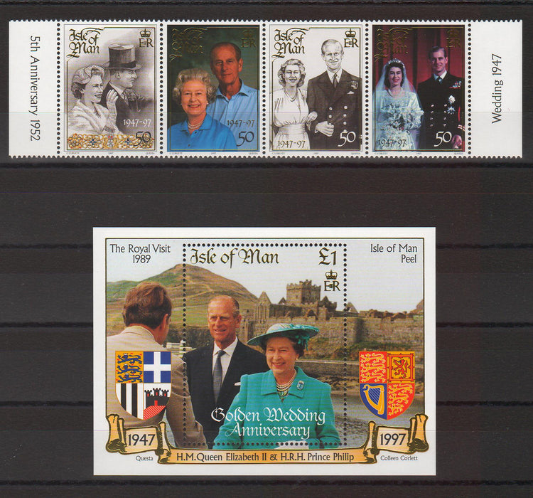Isle of Man 1997 Queen Elizabeth II and Prince Philip 50th Wedding Anniversary cv. 10.75$ (TIP A)