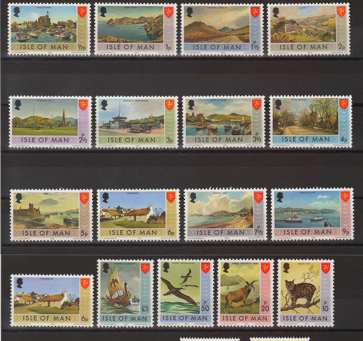 Isle of Man 1973 Castle Town and Manx Emblem & Animals cv. 10.50$ (TIP A)