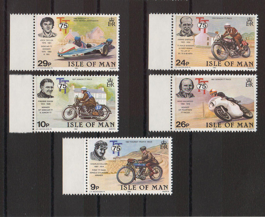 Isle of Man 1982 75th Anniversary of Tourist Trophy Motorcycle Races cv. 3.20$ (TIP A)