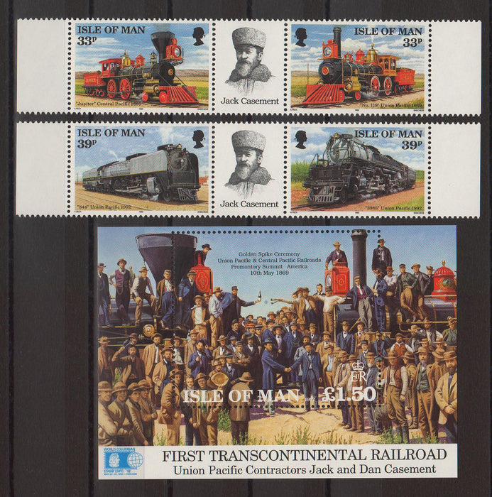 Isle of Man 1992 Union Pacific, First Transcontinental Railroad cv. 11.25$ (TIP A)