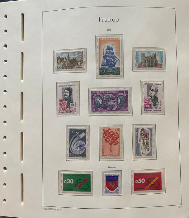 France 1970-1992  Collection of Stamps  Leuchtturm Hingless Album (TIP G)