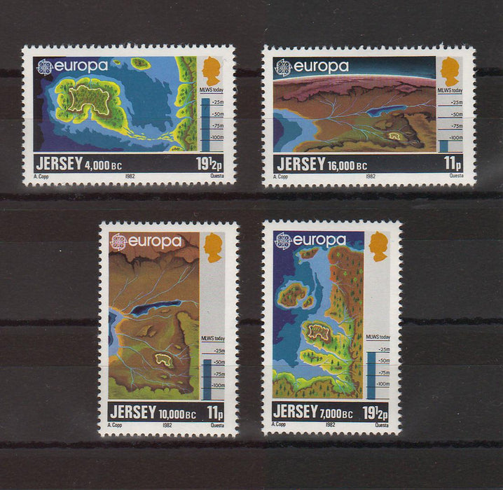 Jersey 1982 Maps, formation of Chanel Islands  cv. 1.80$ (TIP A)