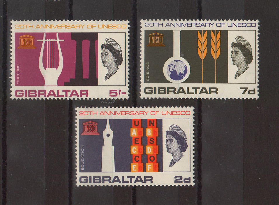 Gibraltar 1966 UNESCO Anniversary Issue c.v. 7.50$ (TIP A)