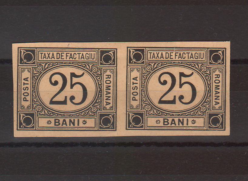 Romania 1881 Taxa de plata ESEU 25B pereche (TIP E)