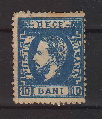 Romania 1872 Carol I cu barba dantelat 10 BANI T6 (TIP D)