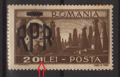 Romania 1948 LP 229 Mihai I Vederi supratipar EROARE linie dupa 20LEI (TIP D)-Stamps Mall