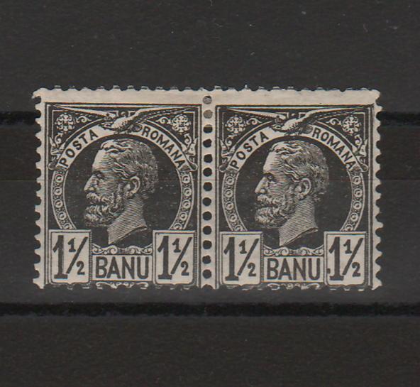 Romania 1885-88 Carol I Vulturi hartie alba 1 1/2B pereche (TIP D)