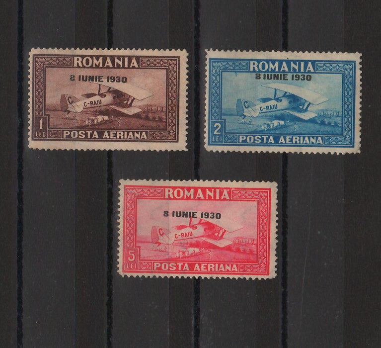 Romania 1930 C. Raiu - Posta aeriana supratipar filigran vertical (TIP F)