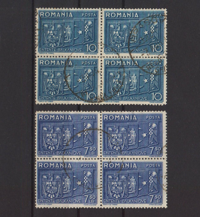 Romania 1938 Intelegerea Balcanica bloc x4 (TIP A)-Stamps Mall