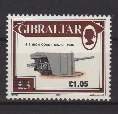 Gibraltar 1991 Artillery surcharged c.v. 6.50$ - (TIP A) in Stamps Mall