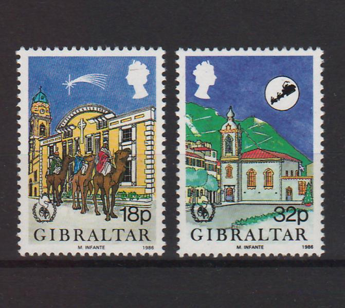 Gibraltar 1986 Christmas Intl. Peace Year c.v. 3.00$ - (TIP A) in Stamps Mall