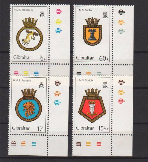 Gibraltar 1982 Royal Navy Ship Crest c.v. 2.65$ - (TIP A) in Stamps Mall