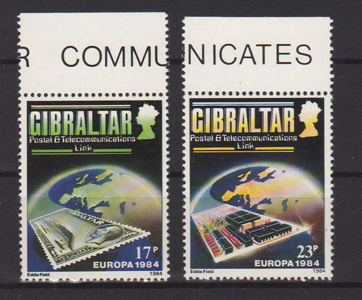 Gibraltar 1984 EUROPA Postal and Telecommunication Links c.v. 0.90$ - (TIP A) in Stamps Mall