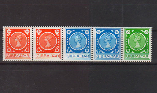 Gibraltar 1971 Coill Stamps strip of 5 c.v. 1.60$ - (TIP A) in Stamps Mall