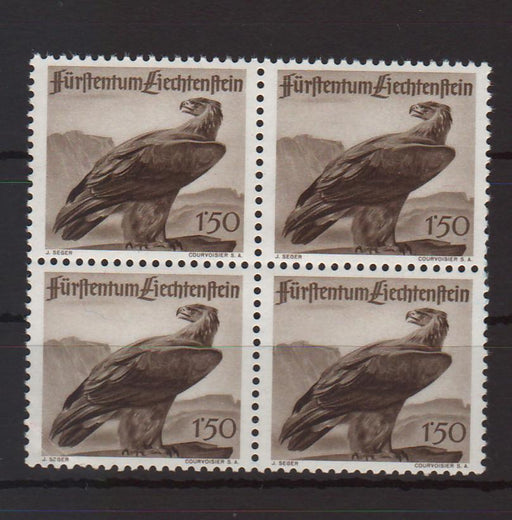 Liechtenstein 1947 Golden Eagle block of 4 c.v. 17.00$ - (TIP A) in Stamps Mall