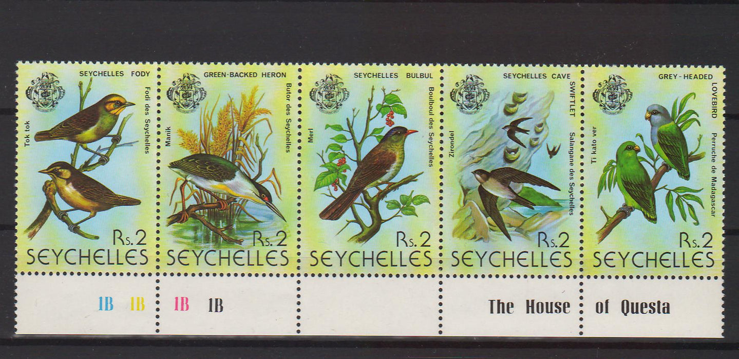 Seychelles 1979 Birds Strip of 5 c.v. 4.750$ - (TIP A)